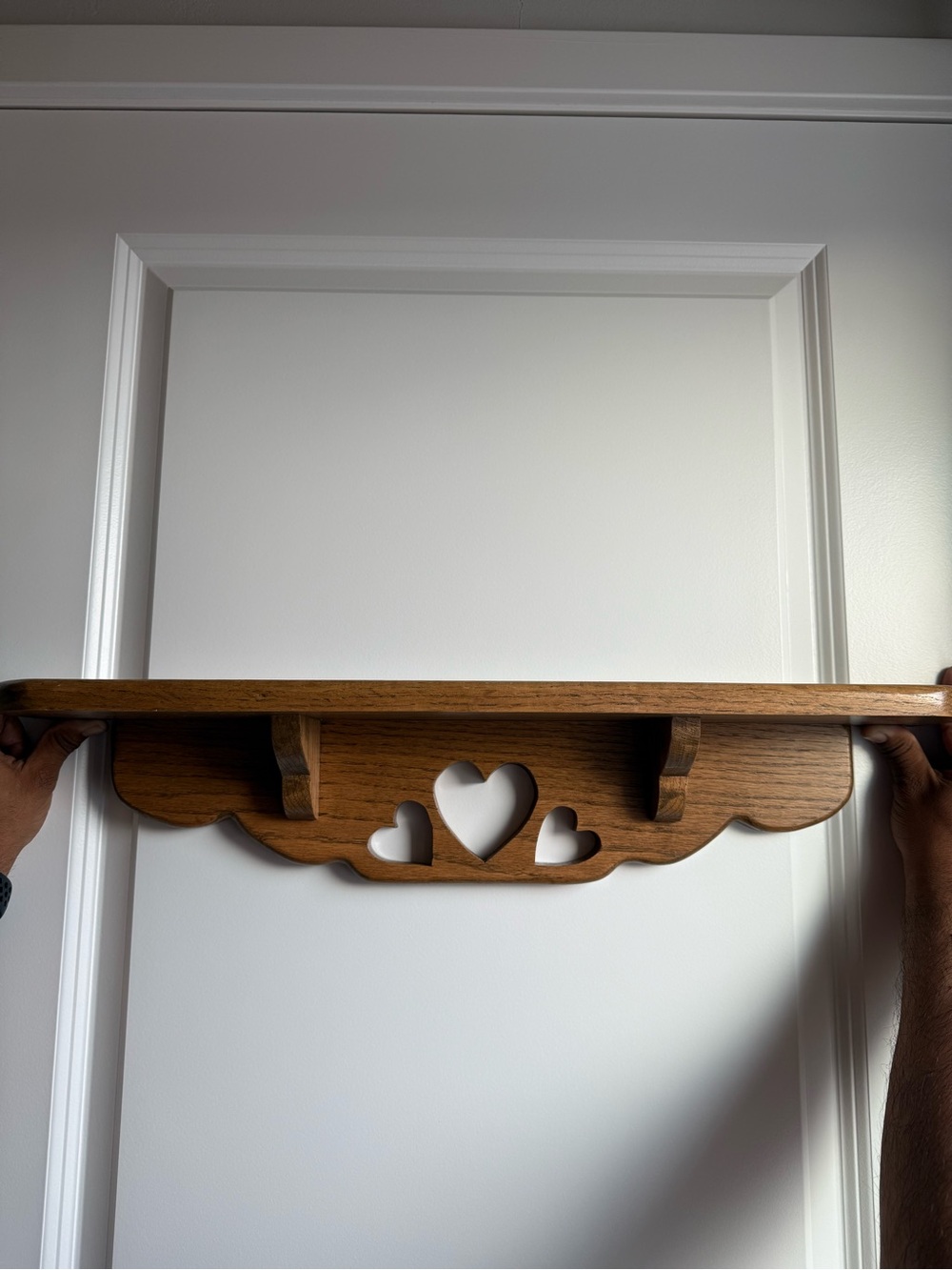 Cottagecore Wooden Heart Accent Wall Shelf in solid oak